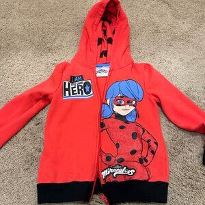 Miraculous Ladybug Girls Zip Up Hoodie Size 7/8